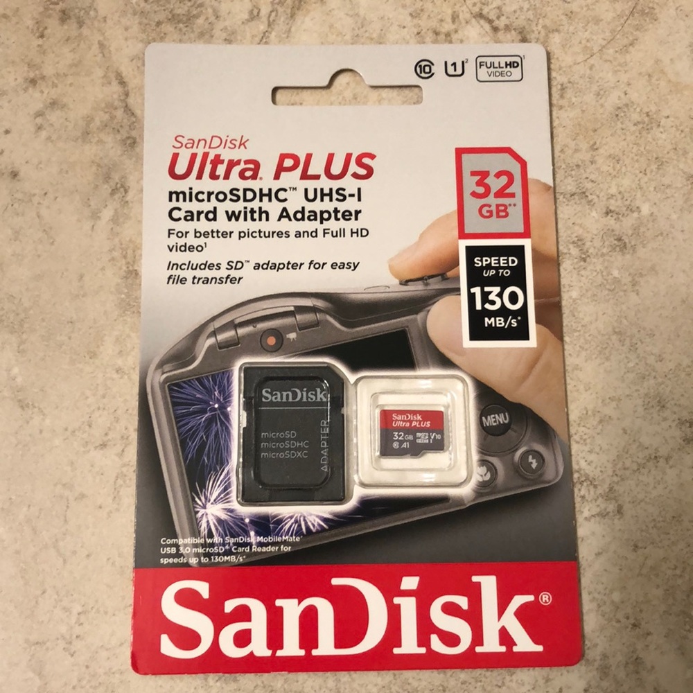 Unopened ** NEW** SanDisk Ultra PLUS 32GB microSD Memory Card